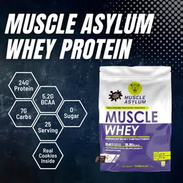 muscle asylum Premium Whey Protein With Real Cookie Inside l 24g Protein/Serving Whey Protein image 3