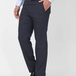 raymond Men Slim Fit Dark Blue Polyester Trousers image 3