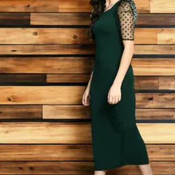 houseofcommon Women Bodycon Green Below Knee Dress image 3