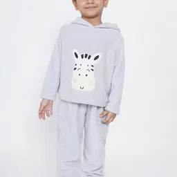 berrytree Girls Grey Printed Warm Fleece Winter Night Suit-picture-57