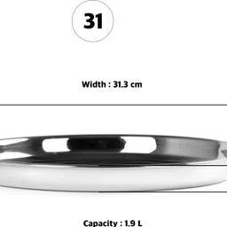 sumeet Stainless Steel Heavy Gauge Deep Wall Dinner Plates with Mirror Finish 31.3cm Dia - Set of 6pc Dinner Plate image 3