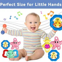 funblast 5 Pcs Rattle Set for Babies 3+ Months - Rattles and Teether Toy -Assorted Design Rattle image 4