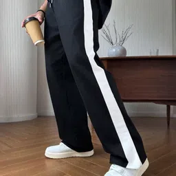 flycollection Men Striped Black Track Pants image 5