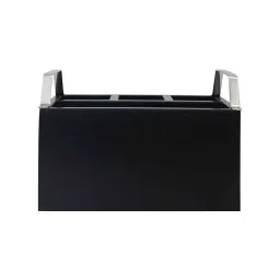 Metalsmith Premium Solid Wood Cutlery Holder With Metal Handle | Multipurpose Cutlery Organiser I Tableware Storage Box l Black & Silver image 5