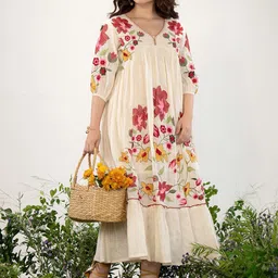 zummer Women Empire Waist White Midi/Calf Length Dress-picture-23