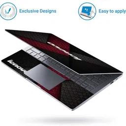 Techfit HD Printed Easy to Install Full Panel Laptop Skin/Sticker/Stretchable Vinyl/Cover for all Size Laptops upto 15.6 inch No Residue, Bubble Free - Lenovo Red Black Abstract Self Adhesive Vinyl Laptop Skin Compatible for 15.6 inch image 2