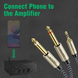 AGARO 3.5mm Aux to 6.35mm Aux Mono Cable 2M Combo Set image 2