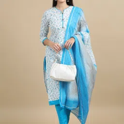 miraan Unstitched Cotton Blend Kurta & Churidar Material Printed-picture-12