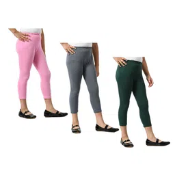 BAESD Girls Pack Of 3 Skinny Fit Mid Rise Cotton Capris-picture-27