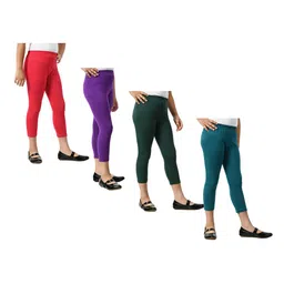 BAESD Girls Pack Of 4 Skinny Fit High-Rise Cotton Lycra Capris-picture-41