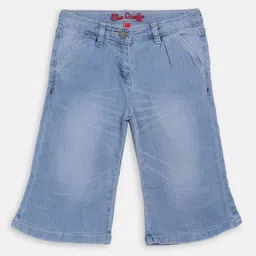 Blue Giraffe Girls Blue Solid Regular Fit Capris-picture-32