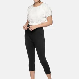 NOT YET by us Women Set Of 2 Black & White Solid Capris image 5