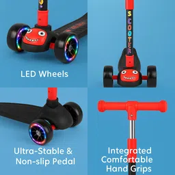 toby Kids 3-Wheel Kick Scooter with LED Wheels | Adjustable Height scooter Tricycle image 3
