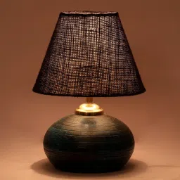 Blue Shade Table Lamp With Terracotta Base By Foziq image 3