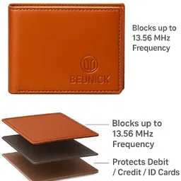 beunick Men & Women Formal Tan Genuine Leather Wallet image 4