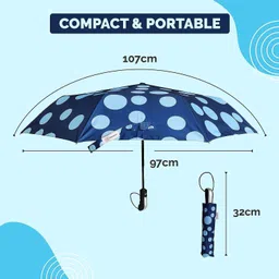 destinio UV Coated 3 Fold Auto Open and Close Rain and Sun Polka Design Travel Umbrella image 4