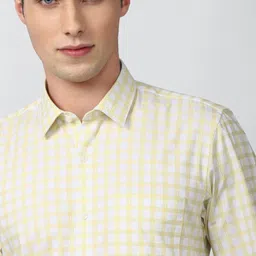 peter england Men Slim Fit Checkered Spread Collar Formal Shirt image 5