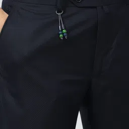 peter england Men Slim Fit Dark Blue Polycotton Trousers image 5