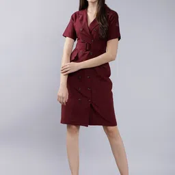 Women A-line Red Midi/Calf Length Dress-image-79