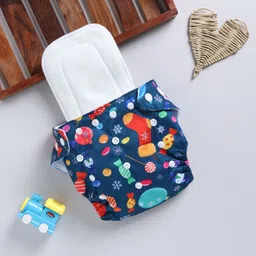 rbastic Reusable Cloth Diaper with Absorbent Insert White Base,Toffee & Socks Print Blue-picture-20