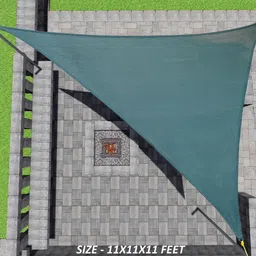 duronet Decorative Shade Sail Triangle(90-95%)UV &Sun Blockage for Outdoor 11X11X11 Feet Tent - For Car Parking,Garden,Children Play Areas, Verandas, Lawn,Balcony With SS Hook & Rope-picture-11