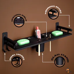 bzcarts by bzcarts Black S.S. 304 Bathroom Stand | Bathroom Towel Hanger | Bathroom Accessories Matt Black Towel Holder image 4