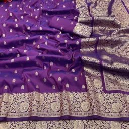 Woven, Self Design Banarasi Silk Blend, Pure Silk Saree-image-12