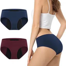 ummiss Pack of 2 Women Periods Blue, Maroon Panty image 1