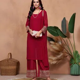 youthnic Women Georgette Kurta Palazzo Dupatta Set-picture-24