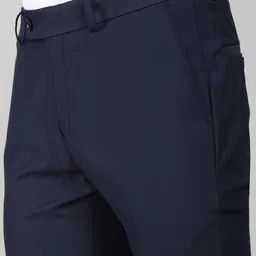killer Men Slim Fit Dark Blue Cotton Blend Trousers image 5