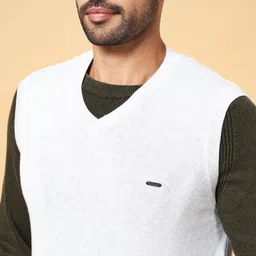 byford by pantaloons Men Printed V Neck Blue Sweater image 2