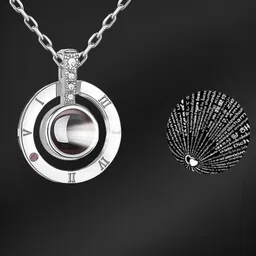 rkb sales 100 Languages I Love You Necklace/Pendant for Women and Girl Silver Crystal Silver Pendant image 1