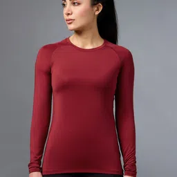cult Women Solid Round Neck Polyester Maroon T-Shirt-picture-14