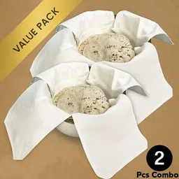 optica weaves Cotton Double Layer Roti Clothes Wrap with Flaps, Cotton Cloth for Chapati Solid Roti Square Flap Cover image 1