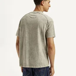 levi's Men Solid Crew Neck Pure Cotton Grey T-Shirt image 3