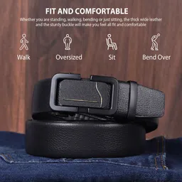 metronaut Men Black Texas Leatherite, Artificial Leather Belt image 2