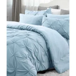 the white moss Marquis Pleat Pinch luxurious Winter Single Comforter with One Pillow Cover image 5