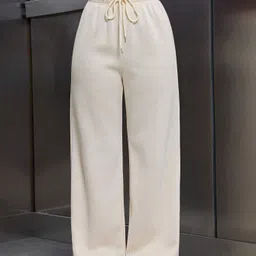 dockstreet Women Solid White Track Pants image 4