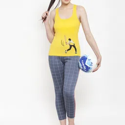 fbar Women Graphic Print Scoop Neck Pure Cotton Yellow T-Shirt image 4