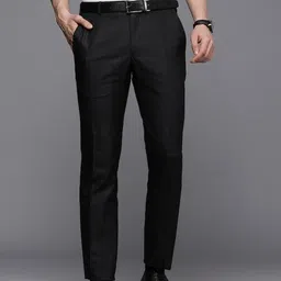 raymond Men Slim Fit Black Viscose Rayon Trousers image 1