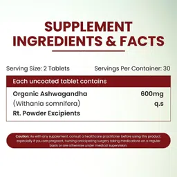 vlado's himalayan organics Organic Ashwagandha 1000mg Stress & Anxiety Relief Tablets image 2