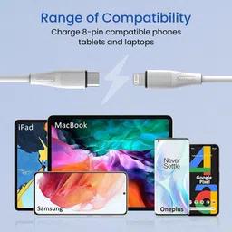 Portronics Lightning Cable 1 m Silklink 3A USB to 8 Pin Fast charging Cable for Lightning Devices, Premium Silicon Cable image 5