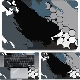 dzazner Fullbody 4-Piece Laptop Skin Wrap Decal Vinyl Sticker Compatible for MacBook Pro 16 inch A2141 2019 Release (Black Grey Honeycomb Art) Precision Cut Stretched Vinyl Laptop Decal 16-picture-26
