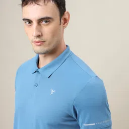 technosport Men Solid Polo Neck Polyester Blue T-Shirt image 4
