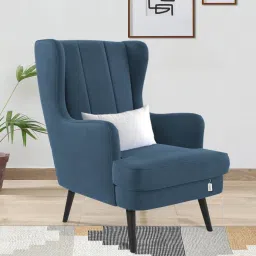 febonic Niya Velvet Wing Chair In Oxford Blue Colour image 1