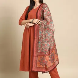 anni designer Women Cotton Blend Kurta Pant Dupatta Set image 3