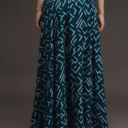 growmore creation Women Flared Dark Green Viscose Rayon Trousers image 2