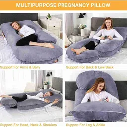 vyomfit Luxury Velvet G Shape Polyester Fibre Solid Pregnancy Pillow Pack of 1 image 3