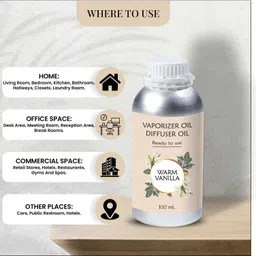 Veena Multi Uses Aroma Oil Diffuser, Extra Strong Home Fragrance Warm Vanilla 100 ml Room, Garden, Bedding Room, Office, Bar Fragrance Diffuser image 4
