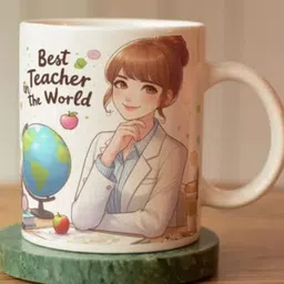 Best Teacher In The World With Girl White Printed Ceramic Coffee mug Ceramic Coffee Mug-image-85
